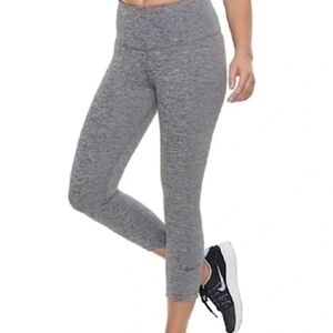 Nike Dri-FIT High-Rise Leggings Small Heather Gray Cropped EUC Pocket Yoga 🧘